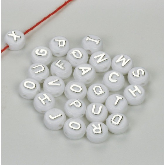 40pcs Manik-Manik Bentuk Huruf Alfabet Warna Emas Dan Silver Ukuran 5x10mm Untuk Membuat Perhiasan