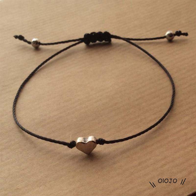 【COD】2pcs Gelang Tangan Pasangan / Pria / Wanita Desain Hati Warna Hitam / Putih