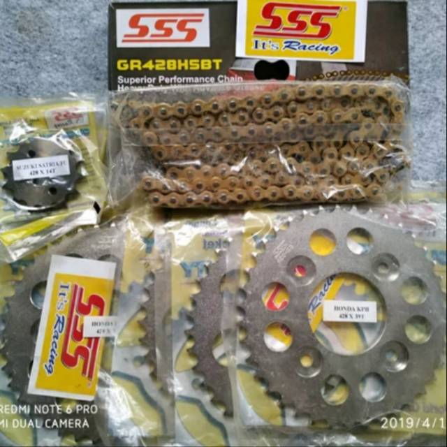 Gear set sss 428 Rantai sss HSBT Gold Suzuki Satria Fu Old New Satria Fu Fi Gear SSS HSBT