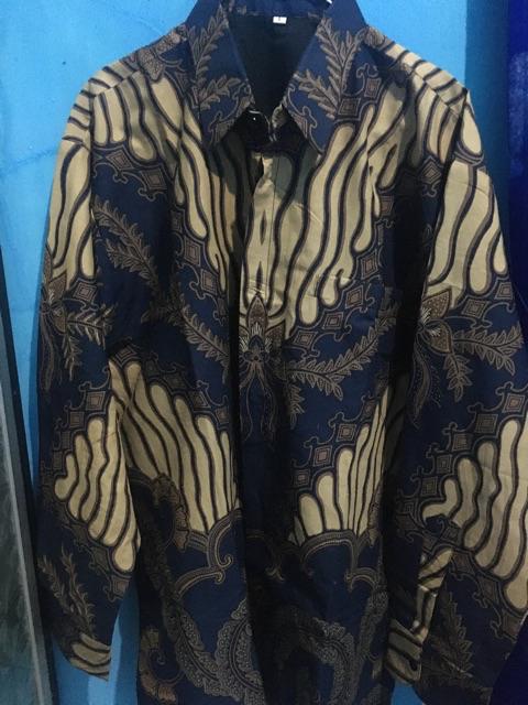 Tadakara Dongker Kemeja Batik Pria Full Furing Bahan Katun Halus Baturaden
