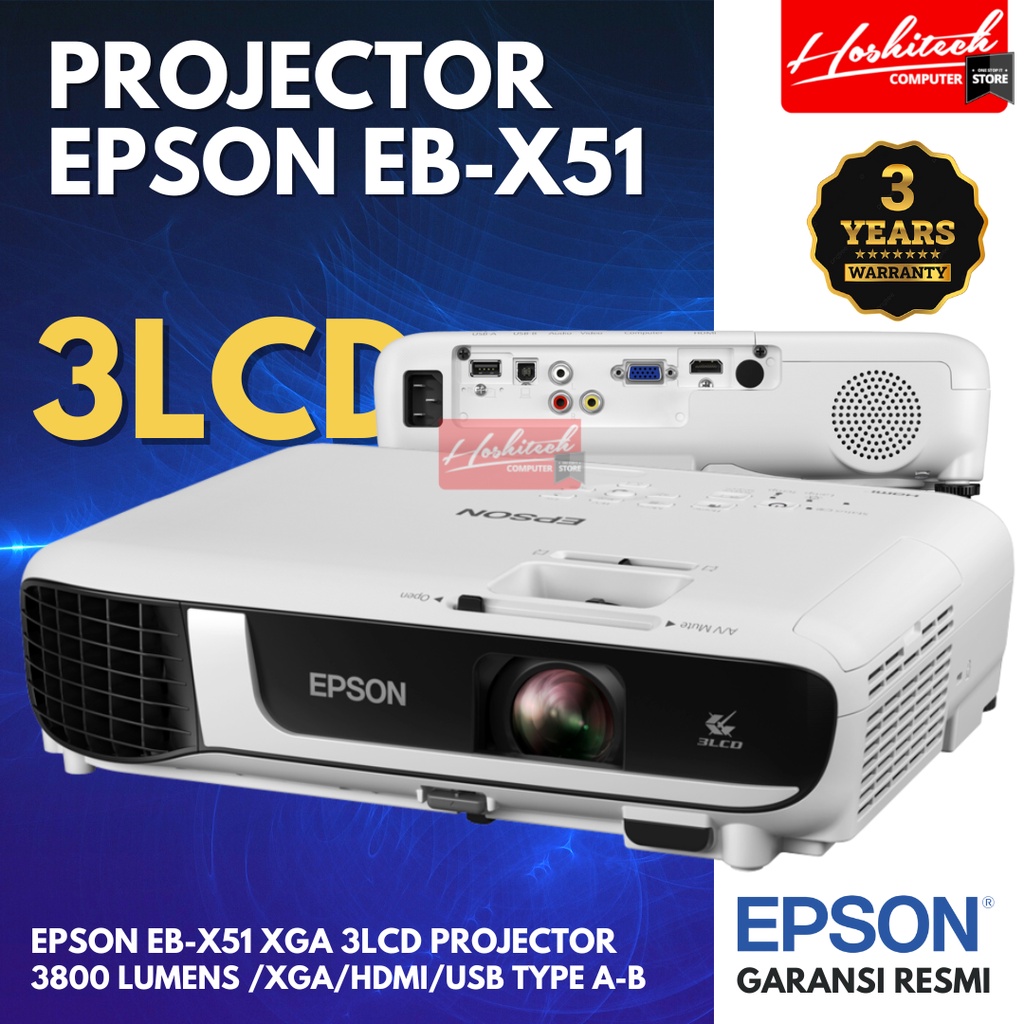 PROJECTOR EPSON EB-X51 XGA 3800 LUMENS D SUB HDMI - PROYEKTOR EPSON EB X51