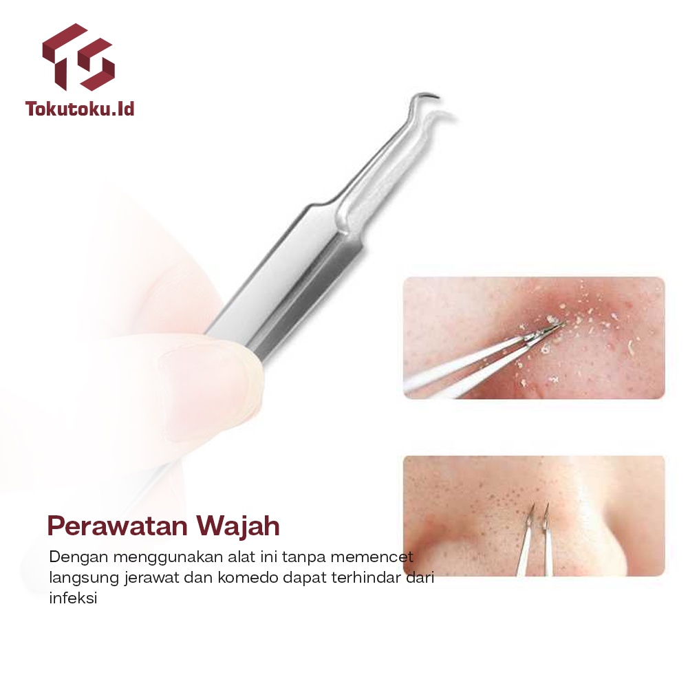 Alat Pembersih Pencabut Komedo Dan Jerawat Pinset Blackhead Stainless