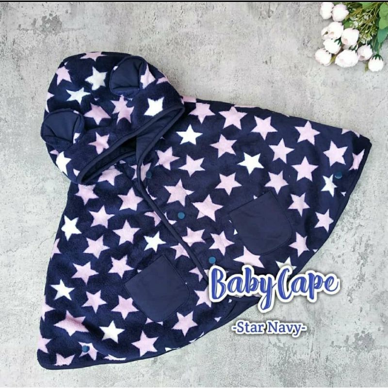 CUDDLEME BABYCAPE SELIMUT JAKET BOLAK BALIK MANTEL KOREA KADO BAYI-Star navy