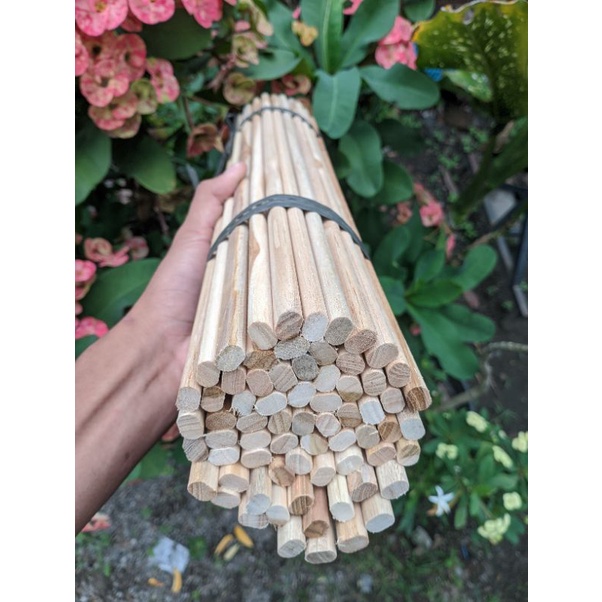 TANGKRINGAN BURUNG KENARI SEMI OVAL KAYU JATI 1 PASANG