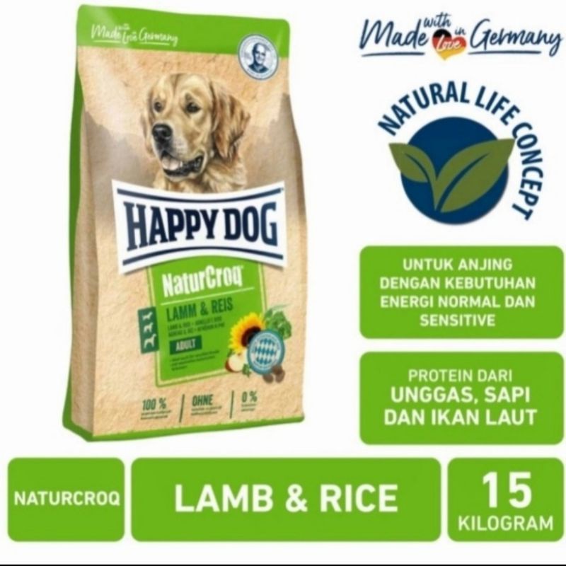 Happy Dog NaturCroq Lamb &amp; Reis 15kg Dog food HappyDog