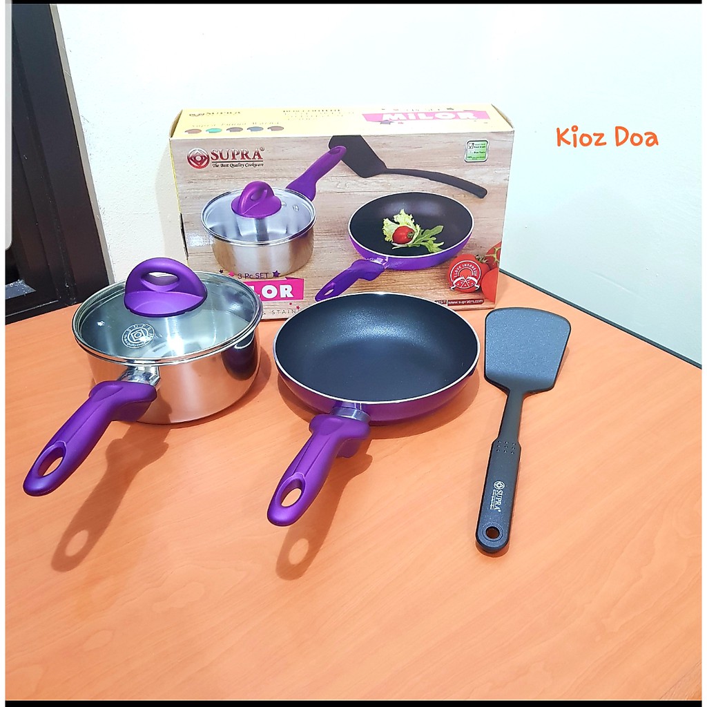 Panci Set Milor Supra / Panci 1 Set Isi 3 Pcs Supra Stainless Steel / Pan Set Supra