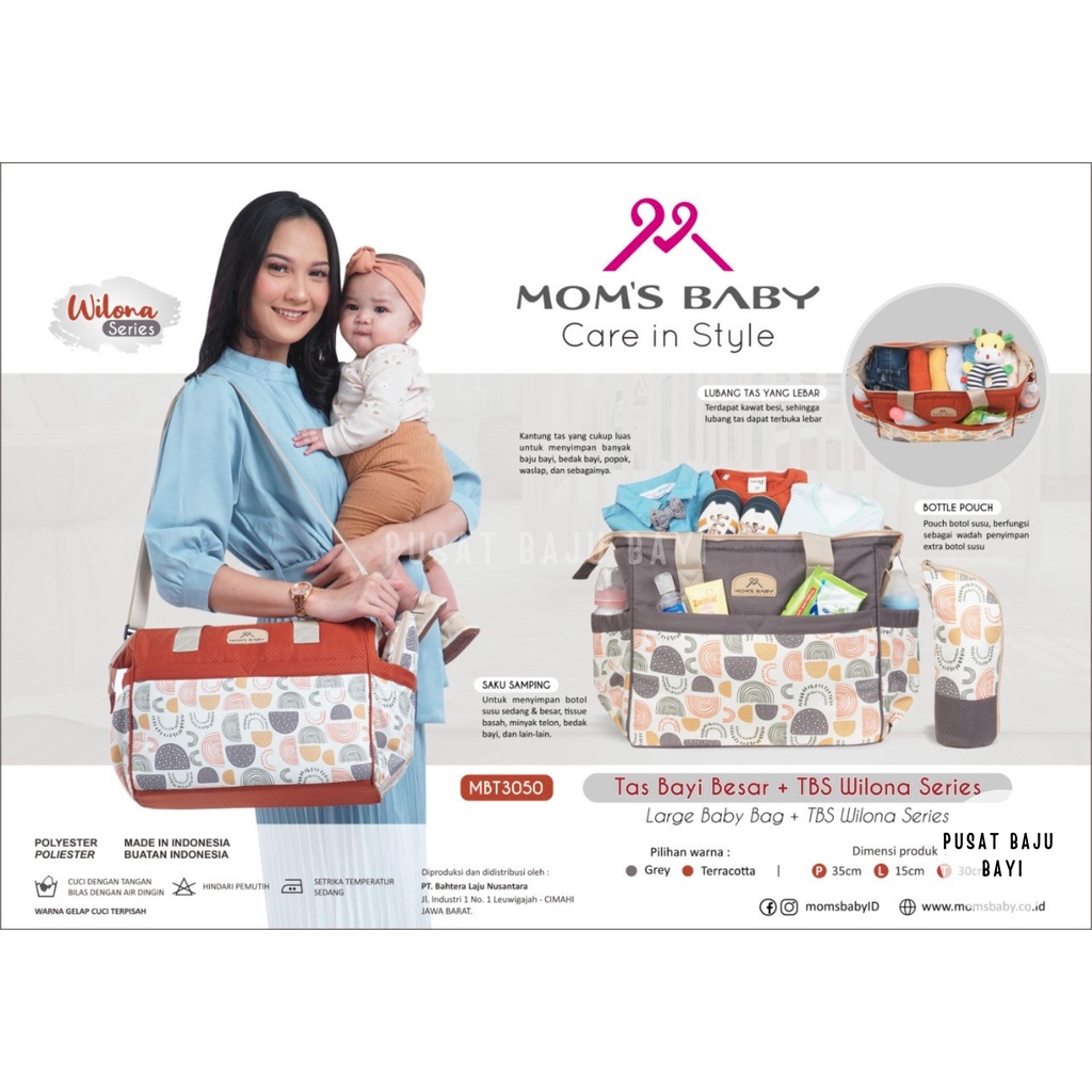 Tas Bayi Besar + TBS WILONA SERIES merk MOMS BABY MBT3050 / Tas Bayi Kecil WILONA SERIES merk MOMS BABY MBT3049