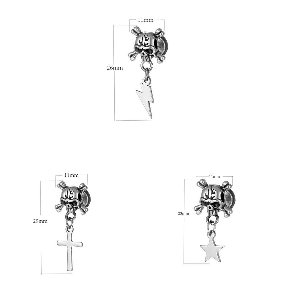 Mxbeauty Anting Tusuk Pria Hiphop Elegan Bintang Bahan Titanium Steel Untuk Wanita Skeleton Drop Earrings