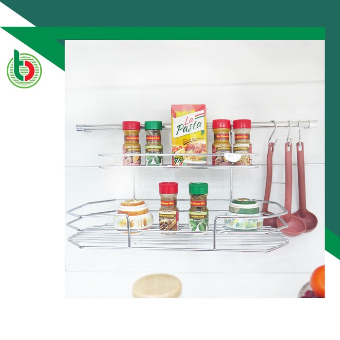 Rak Dapur - Rak Bumbu Dua Susun Rak Dinding Stainless Stell Vitco