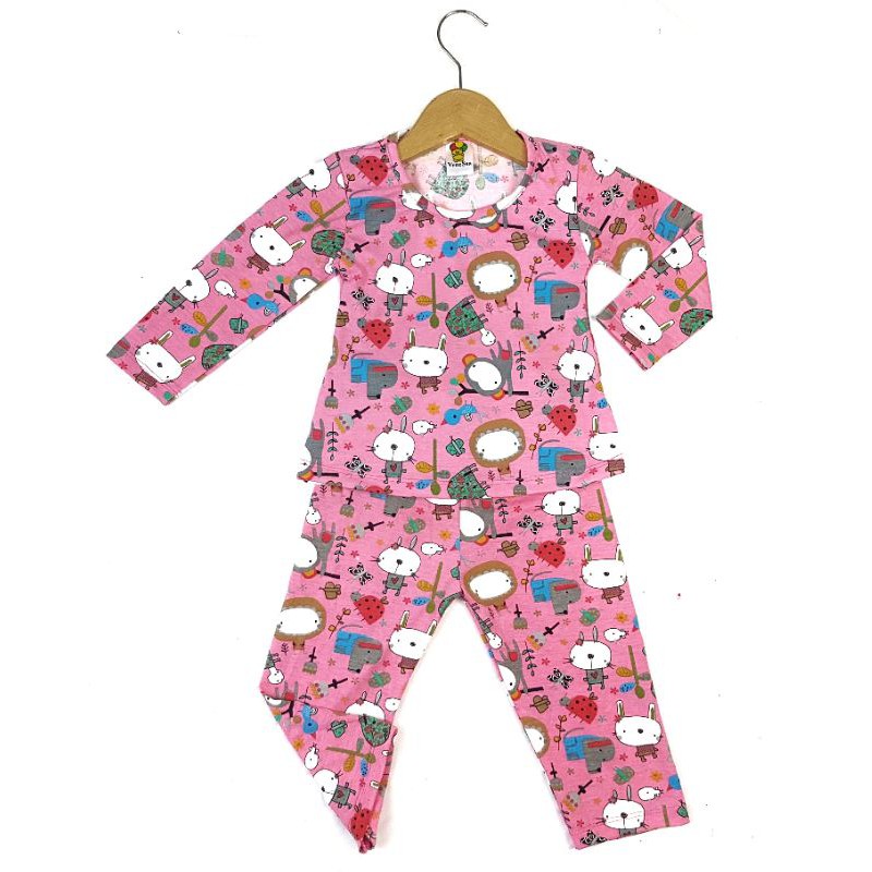 SETELAN FASHION PAKAIAN BAJU ANAK PEREMPUAN 1-2 TAHUN MOTIF BONEKA