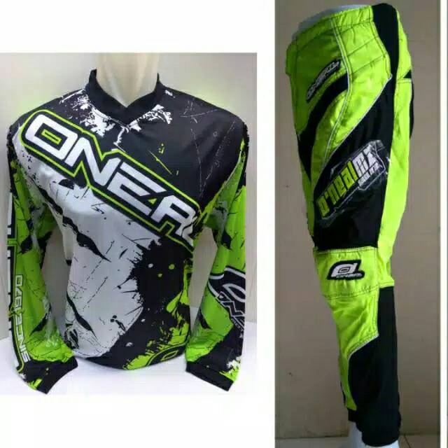 Stelan baju celana jersey cross WARNA HIJAU-HITAM