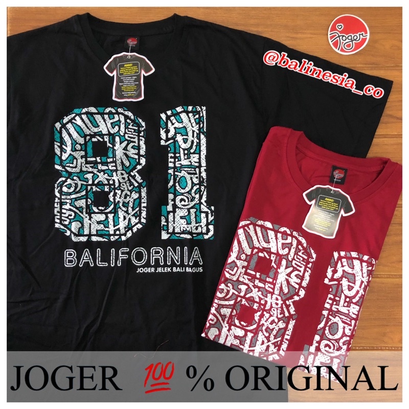JOGER - KODE JOGER 81 BALIFORNIA - KAOS JOGER BALI DEWASA - ASLI 100% ORIGINAL - WARNA HITAM DAN MAR