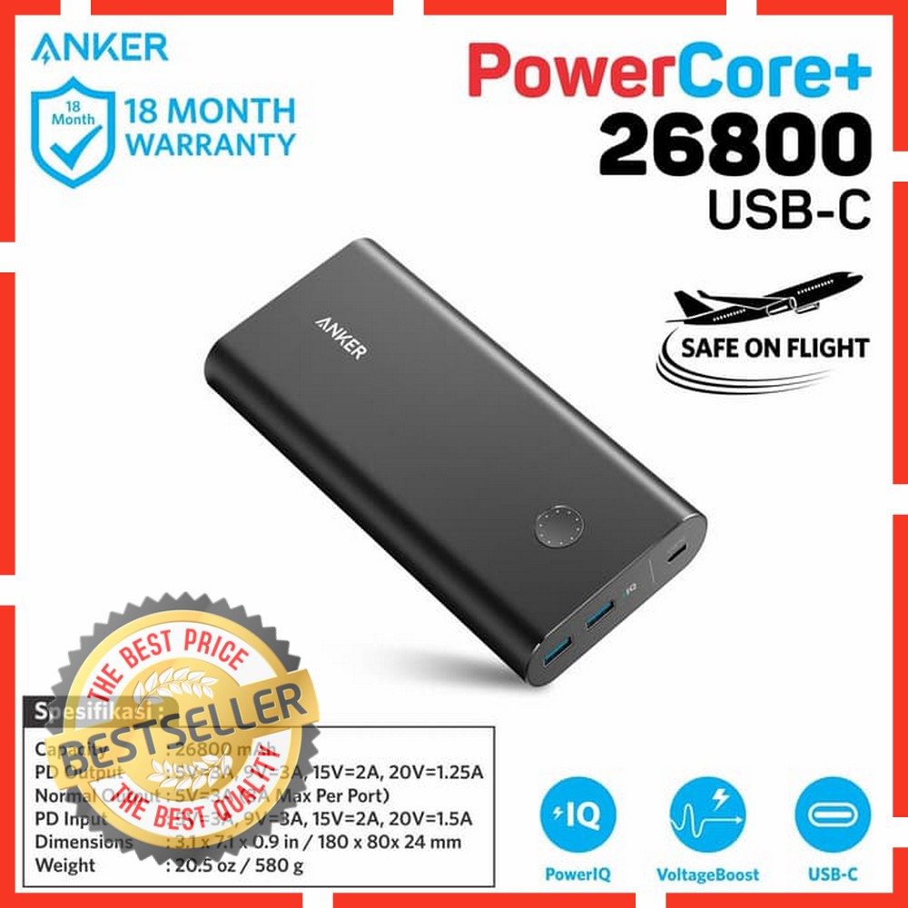 Powerbank Anker PowerCore 26800 USB-C A1375012 Hitam