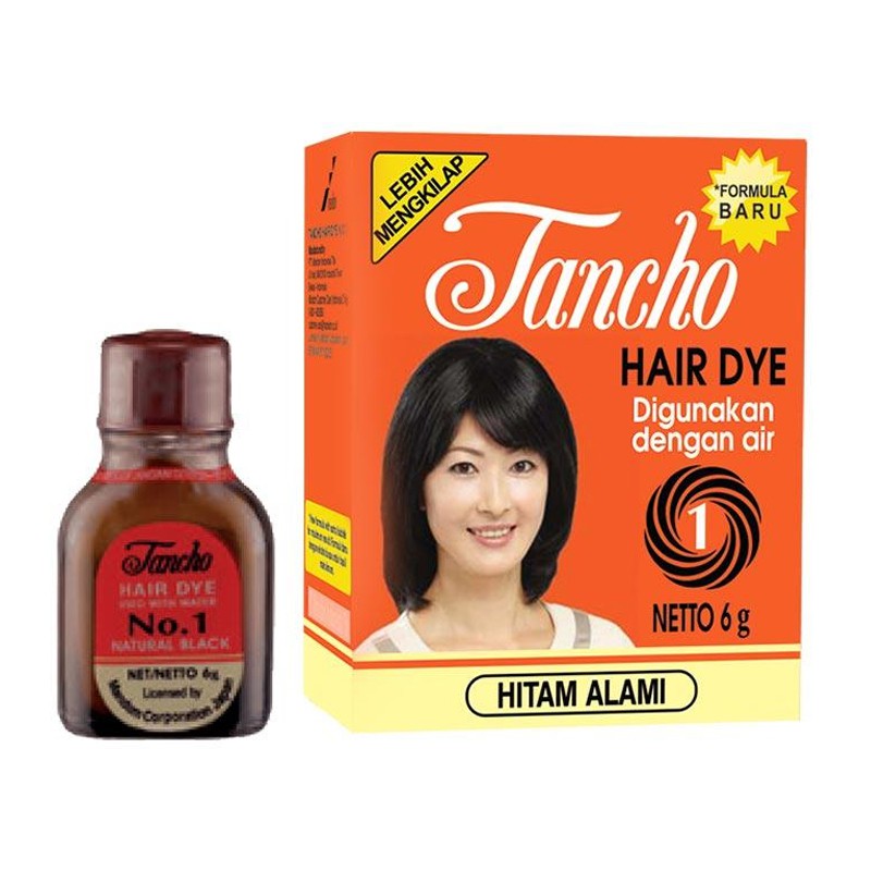 Tancho Hair Dye Natural Black 6g - Tancho Bubuk Cat Rambut, Pewarna Rambut, Semir Rambut Hitam