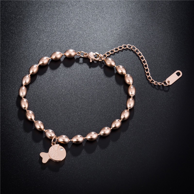 Gelang Bracelet Wanita Titanium Korea Hadiah GK043 rose gold cocok hadiah motif ikan