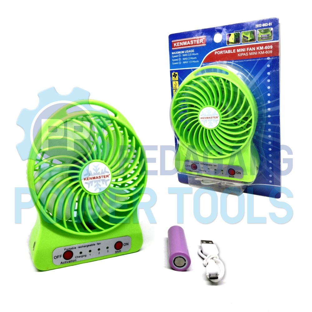 KENMASTER KIPAS ANGIN LISTRIK ELEKTRIK PORTABLE MINI USB FAN - HIJAU