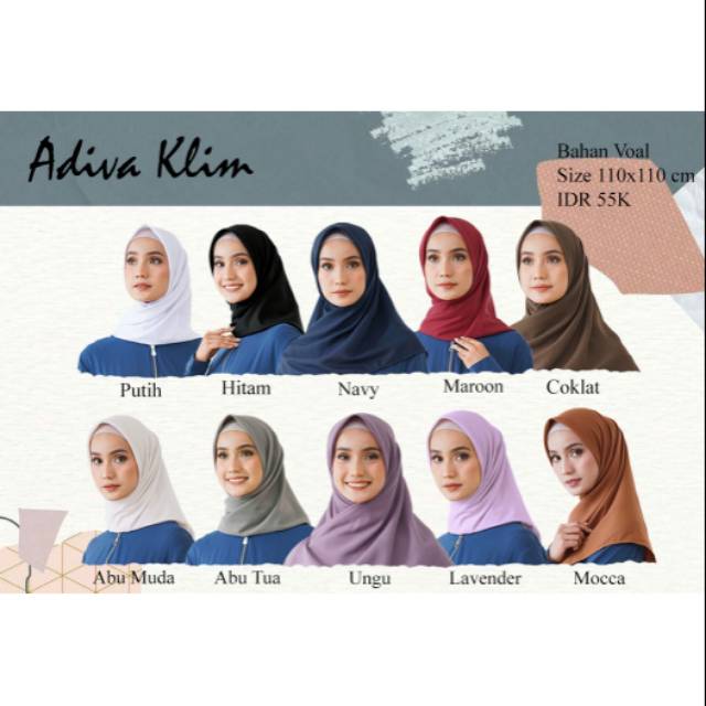 Adiva Klim Nibras, Jilbab Voal Polos Nibras Adiva Klim, Jilbab Voal Segi Empat, Jilbab Segi Empat