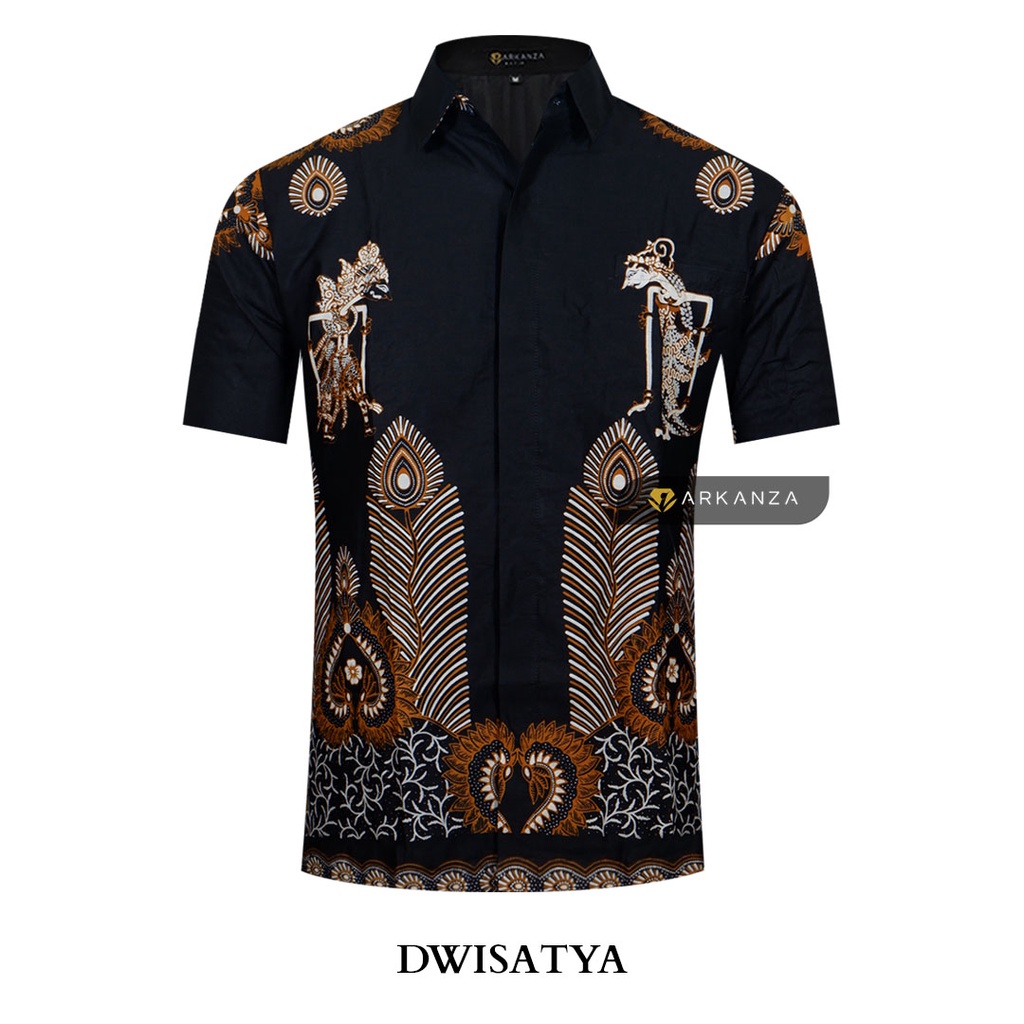 BATIK ARKANZA Motif DWISATYA Hem Atasan Kemeja Baju Batik Pria Cowok Laki Laki Slimfit Full Lapis Furing Lengan Panjang Lengan Pendek Original Asli