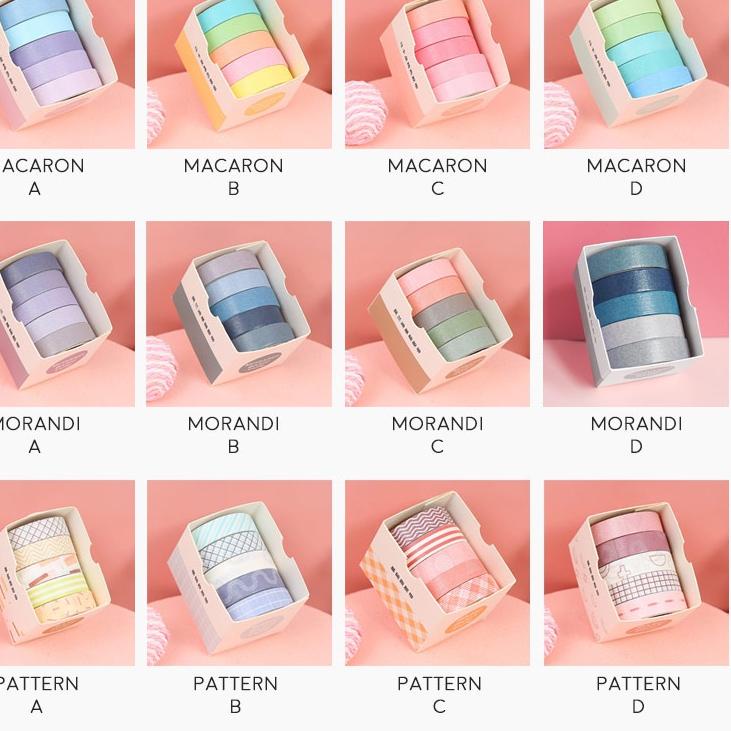 

♖ Masking Tape Set 5pc Essential Collection / Washi Tape