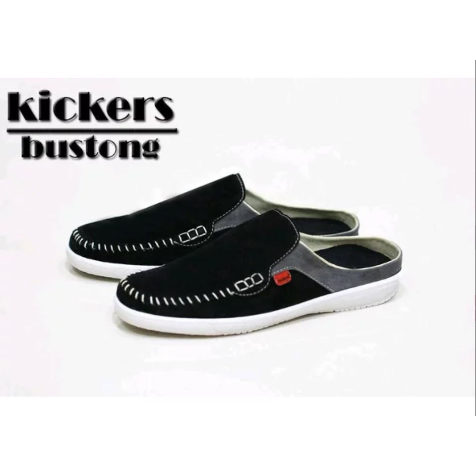 Sandal Pria Murah KICKERS NAVONA Sendal Semi Kulit Slop Bustong Tutong Casual Cowok