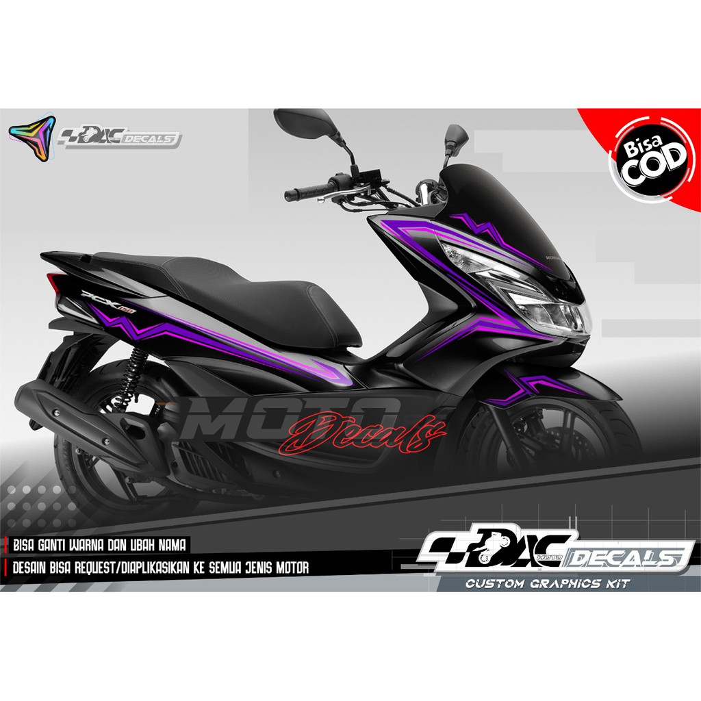 Sticker decal full body Honda PCX HItam Ungu