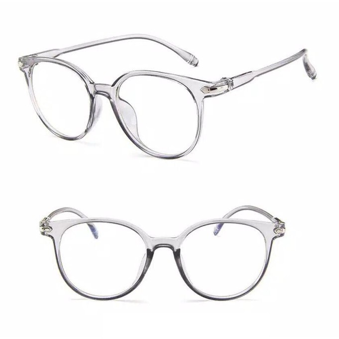 •OKEY BELI•KC099 KACAMATA ANTI RADIASI KACA MATA WanitaPria Frame Sunglasses Lensa Transparan IMPORT-TRANS ABU ABU