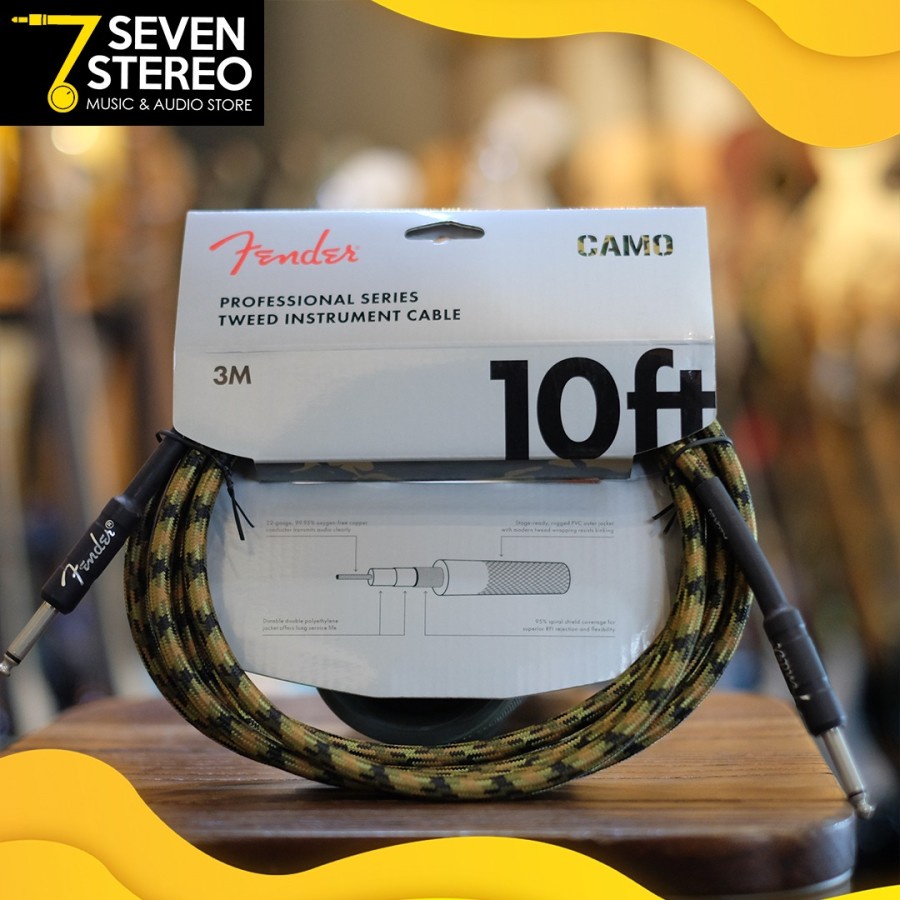 Fender Professional Series Instrument Cable 3 Meter Woodland Camo