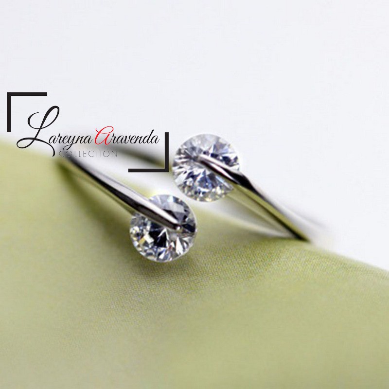 Cincin Silver S925 Wanita Model Double Kristal Crystal Zirconia CC031