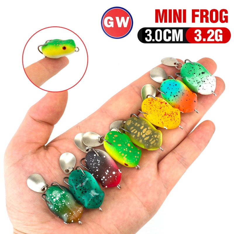 Umpan Pancing Softlure Bentuk Katak Ukuran 3cm / 3.2g Dengan Kail Ganda 8 Warna