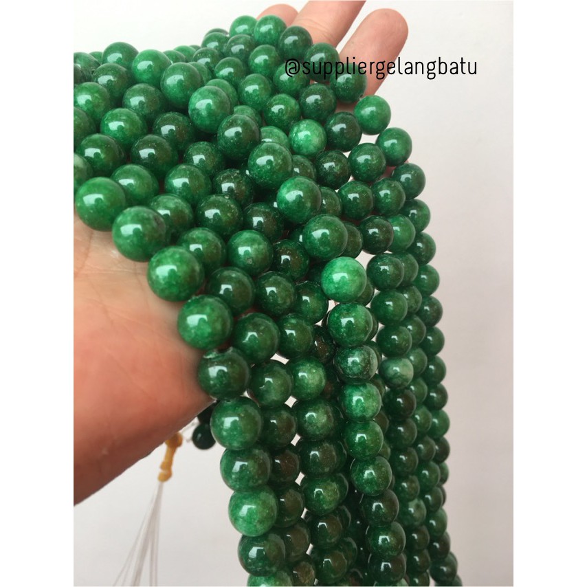 bahan batu giok burma 10mm renceng kalung gelang akik imperial jade craft serat fashion pria wanita