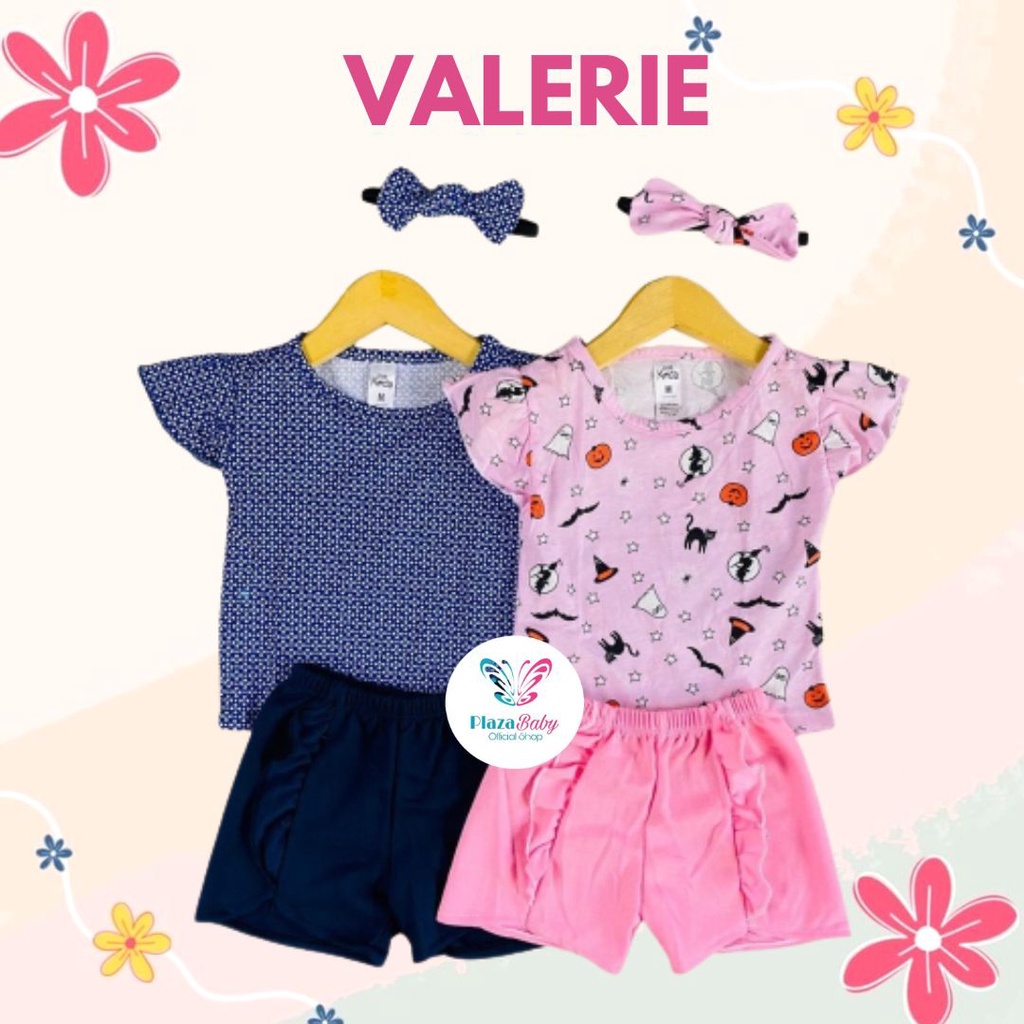 plazababyku MX VALERIE SETELAN BANDO CPDK setelan bayi motif bunga yang lucu free headband