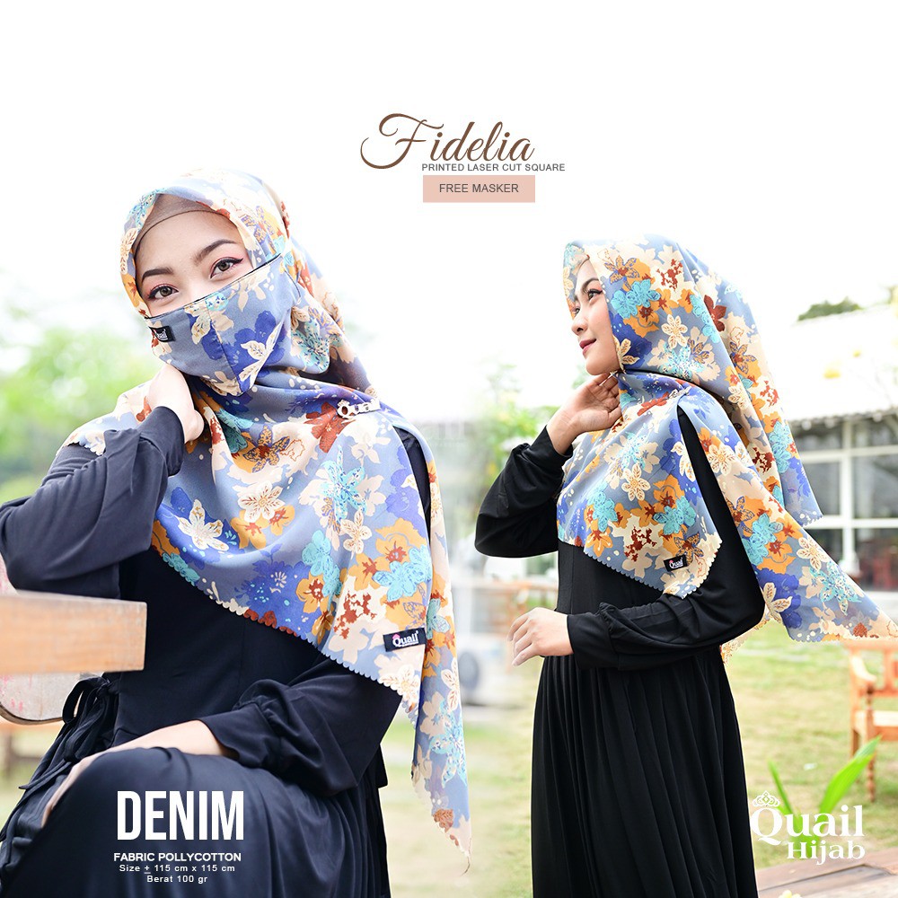 FIDELIA Segiempat motif Quail Hijab