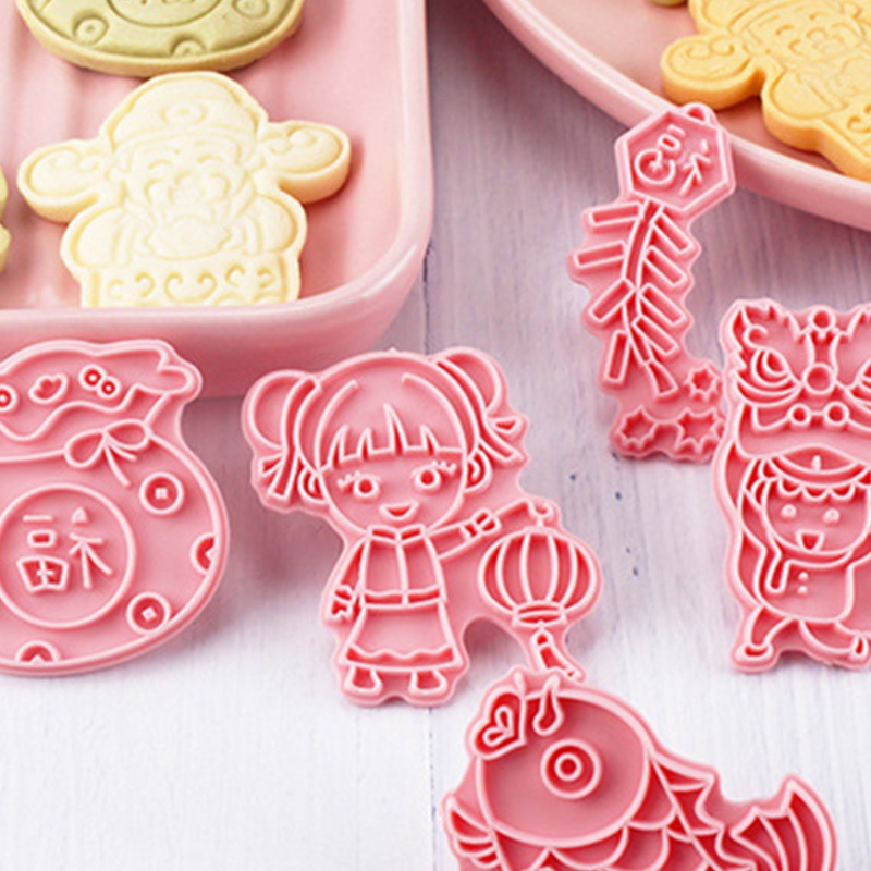 Gro 6pcs Cetakan Cookies / Cookies DIY Bahan Plastik Untuk Festival Musim Semi
