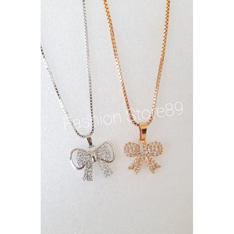 kalung Pita Xuping white Gold perhiasan lapis emas xuping impor pita fashion full permata