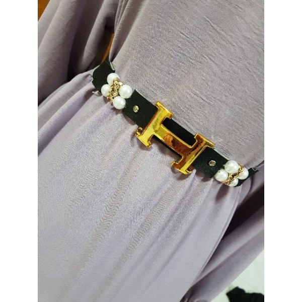 KOREAN BELT DRESS/ IKAT PINGGANG WANITA H MUTIARA CLIP