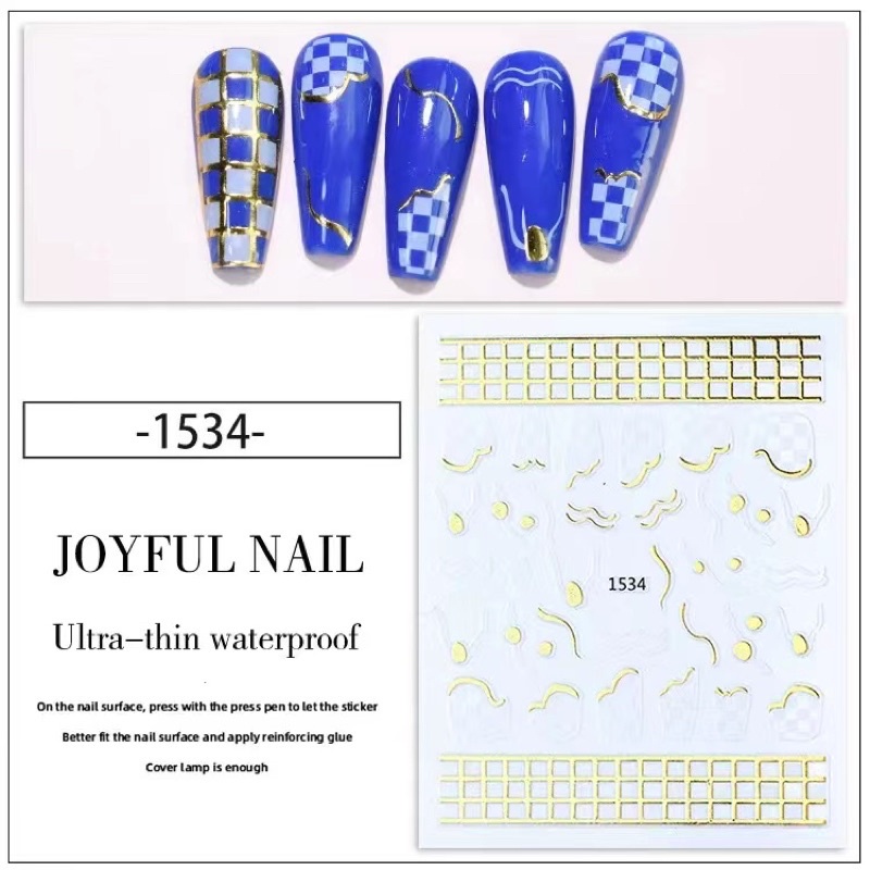 NAIL STICKER METAL GOLD PAINTING PATTERN WAVE STIKER KUKU BEST SELLER FRENCH MANICURE STIKER KUKU NAIL ART METAL GOLD