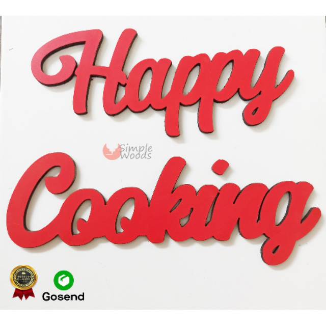  Tulisan  Happy Cooking Huruf Kayu Hiasan Dinding Dapur  