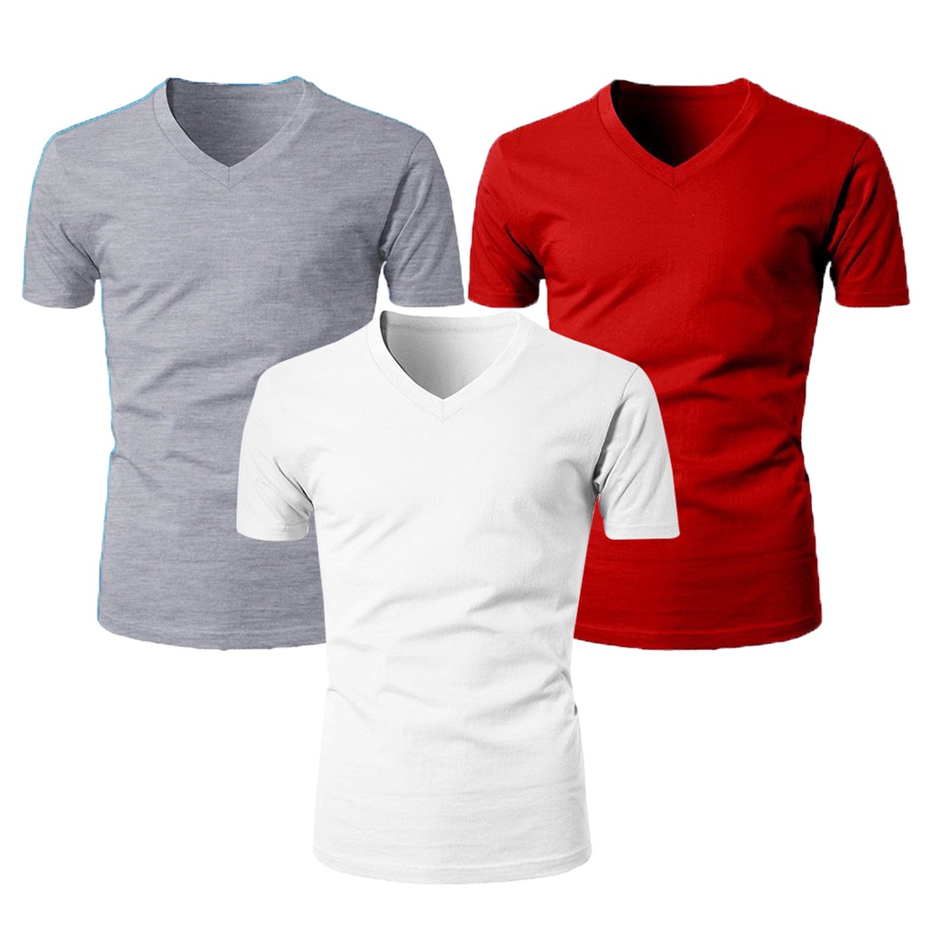 KATUN ASLI Agree Kaos Oblong Pria Leher V Art SG SA 007 T-Shirt Sport Cowok V-Neck Polos