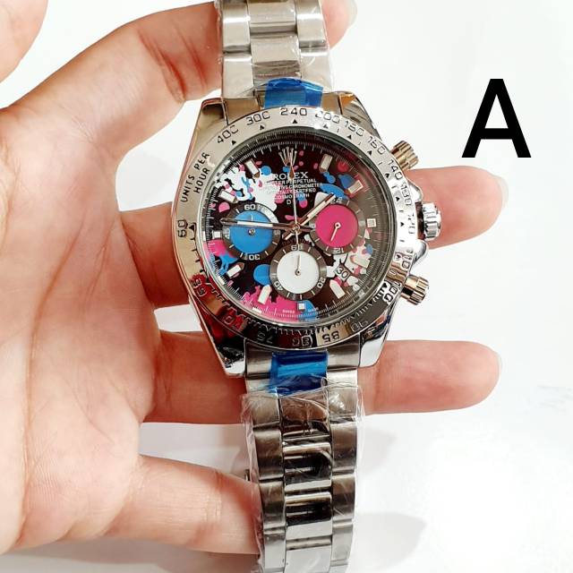 JAM TANGAN PRIA ROLEX COLOUR CHRONO AKTIF TGL AKTIF STAINLESS SEMI SUPER