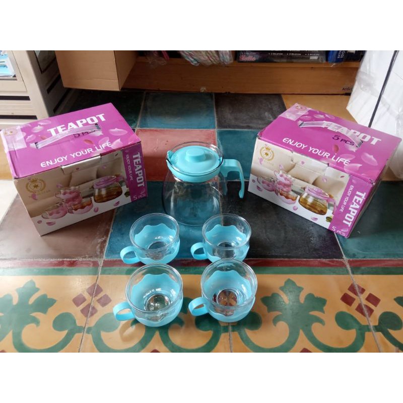 teapot cantik-set gelas dan teko cantik