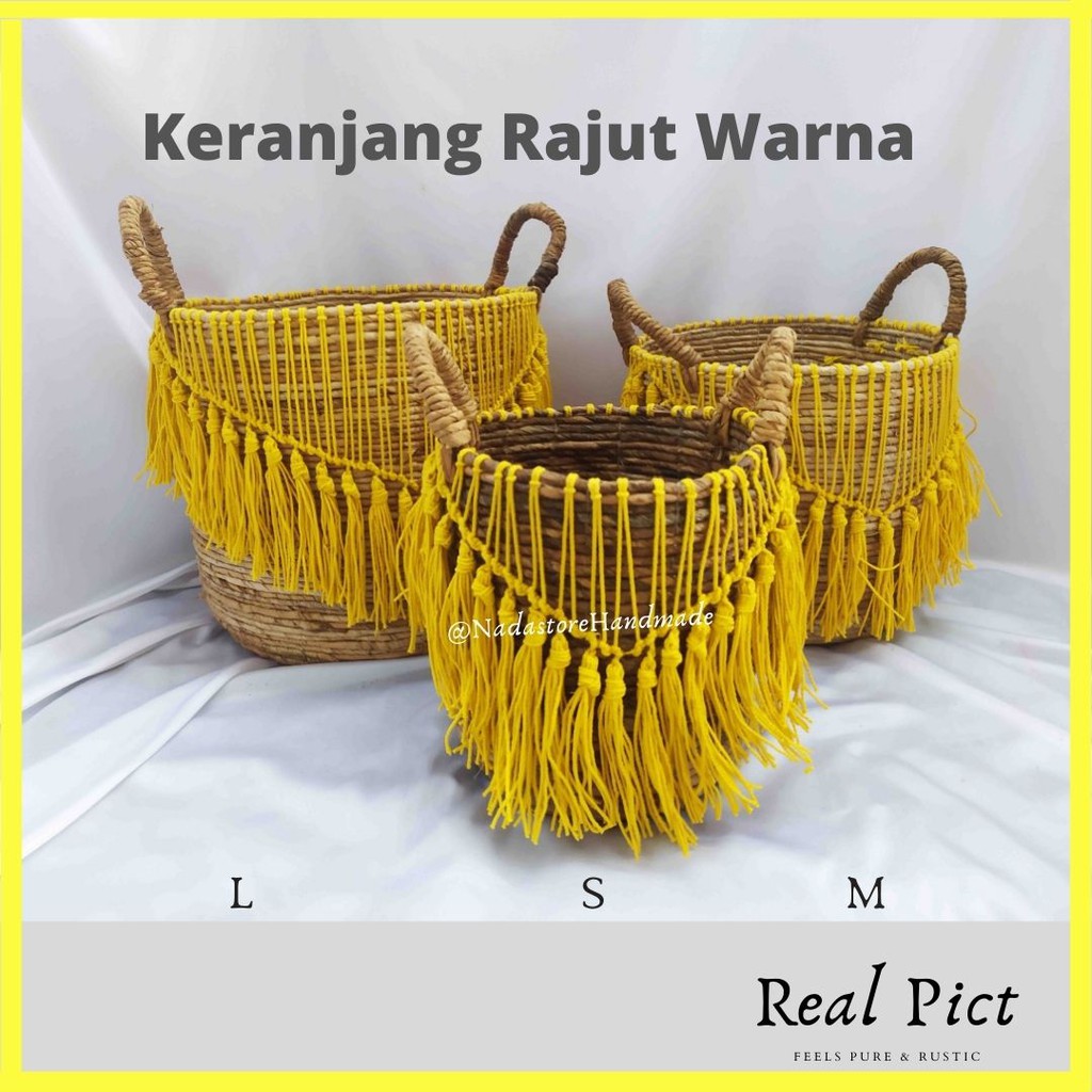 BASKET BANANA  MACRAME WARNA / KERANJANG SERBAGUNA / KERANJANG LAUNDRY