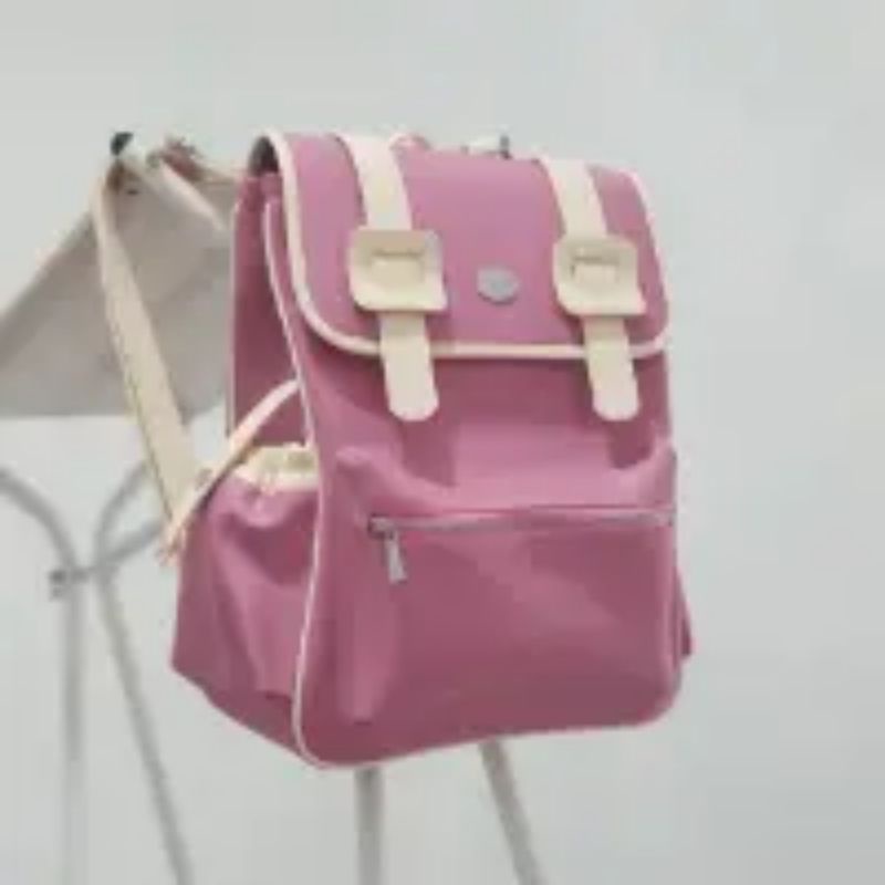 Tas ransel laptop wanita polos saku banyak