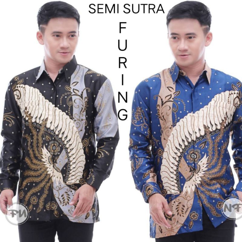 KEMEJA pria  FURING bahan SEMI SUTRA.