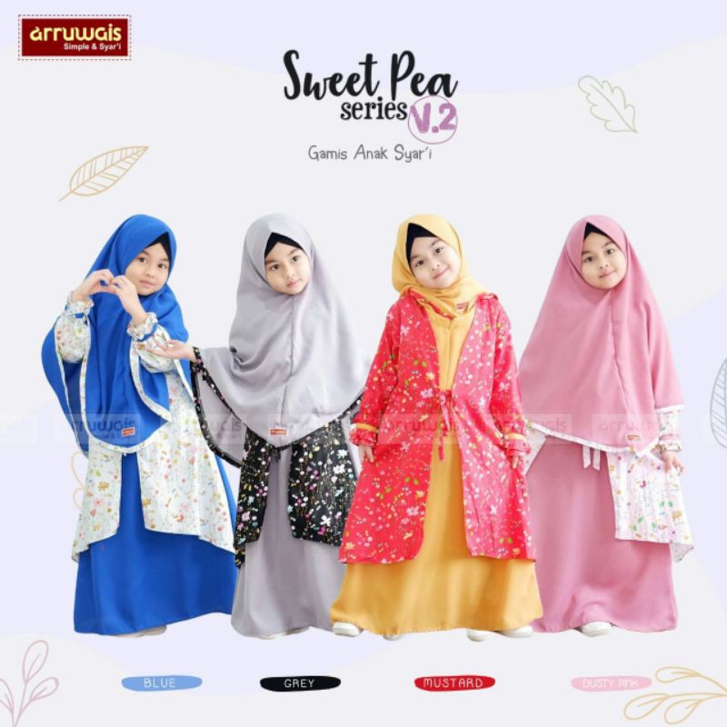 GAMIS ANAK SWEET PEA SERIES BY ARRUWAIS GAMIS ANAK MOTIF SYARI