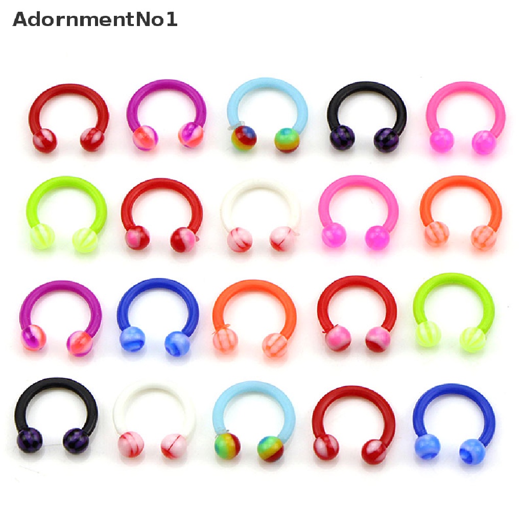 (AdornmentNo1) 20pcs / Set Cincin Tindik Hidung / Tubuh Bentuk C Bahan Akrilik