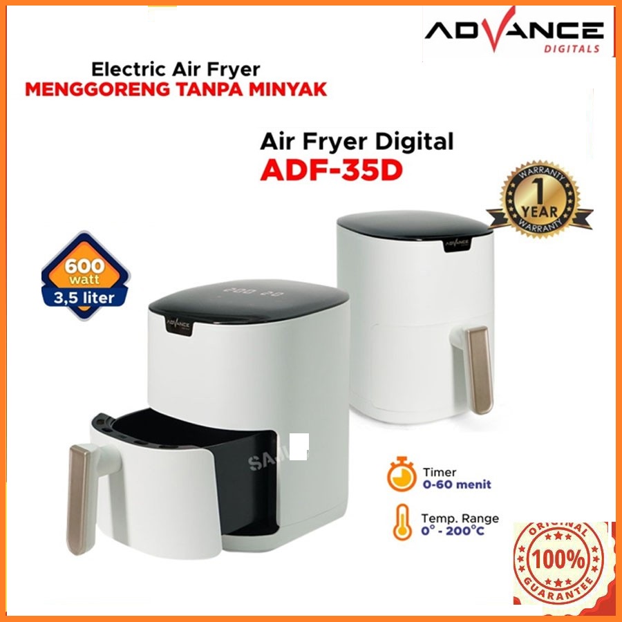 Air Fryer Advance ADF-35D DIGITAL Kapasitas 3,5L - Penggorengan Tanpa Minyak