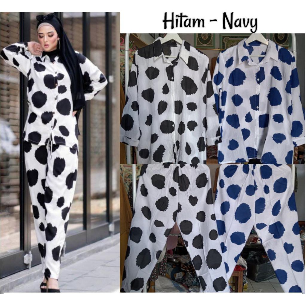 Setelan Baju dan Celana Tie Dye Rayon Premium Motif Sapi