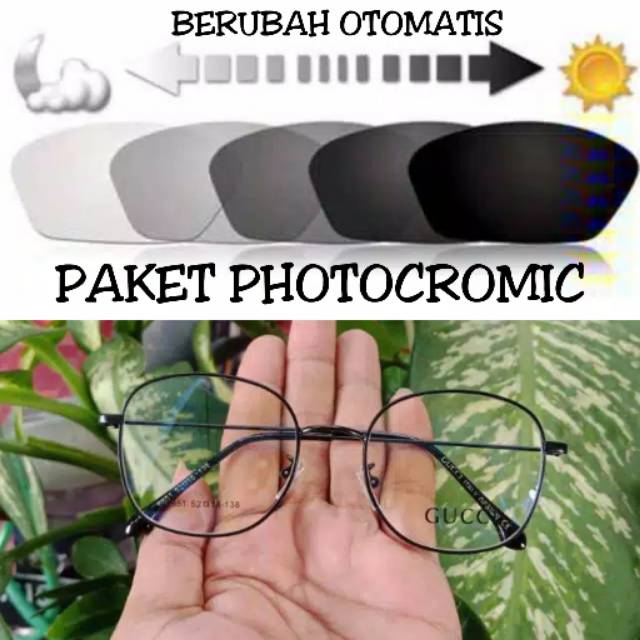 Kacamata korea Retro  Paket Frame+Lensa Photocromic . Kekinian Termurah