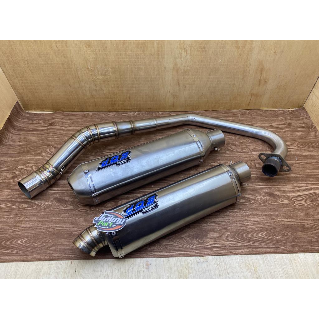 Knalpot DOS oval Tiger Megapro GL CB semi cacing plus leher knalpot DOS