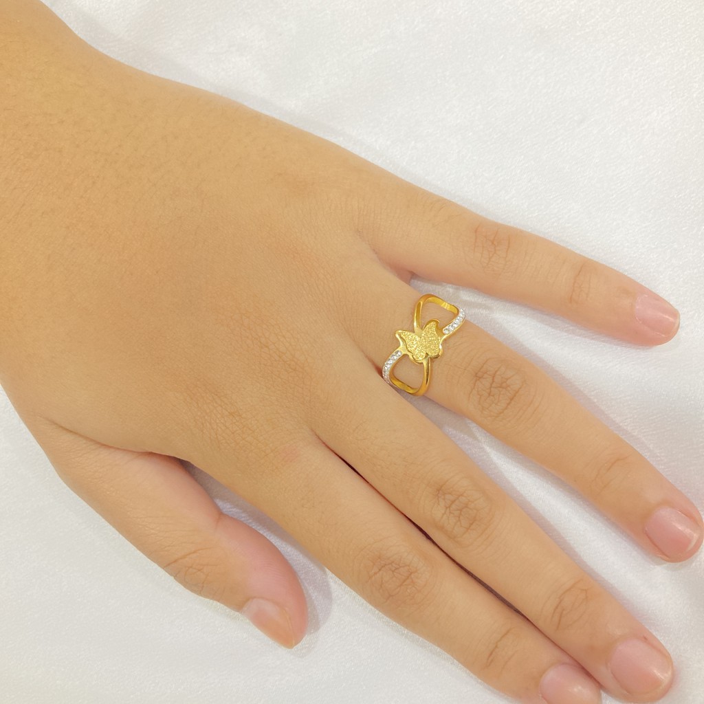 Cincin Wanita Titanium Motif Kupu-Kupu Aksesoris Perhiasan Anti Karat